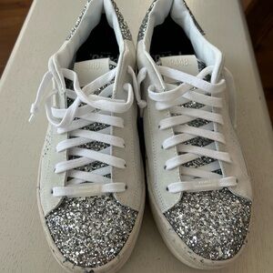 P448 Women's Glitter Silver and White Sneakers 39